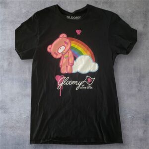 Gloomy Bear “Love Wins” Rainbow Graphic Tee – Black – Size Small